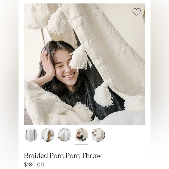 Sunday Citizen Braided Pom Pom Throw in Off-White - Picture 4 of 5